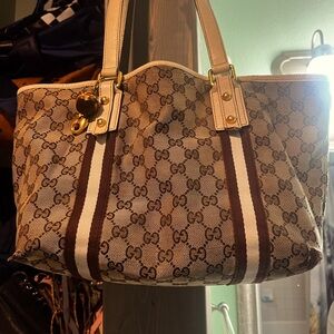 Auth  gucci GG canvas tote bag canvas brown